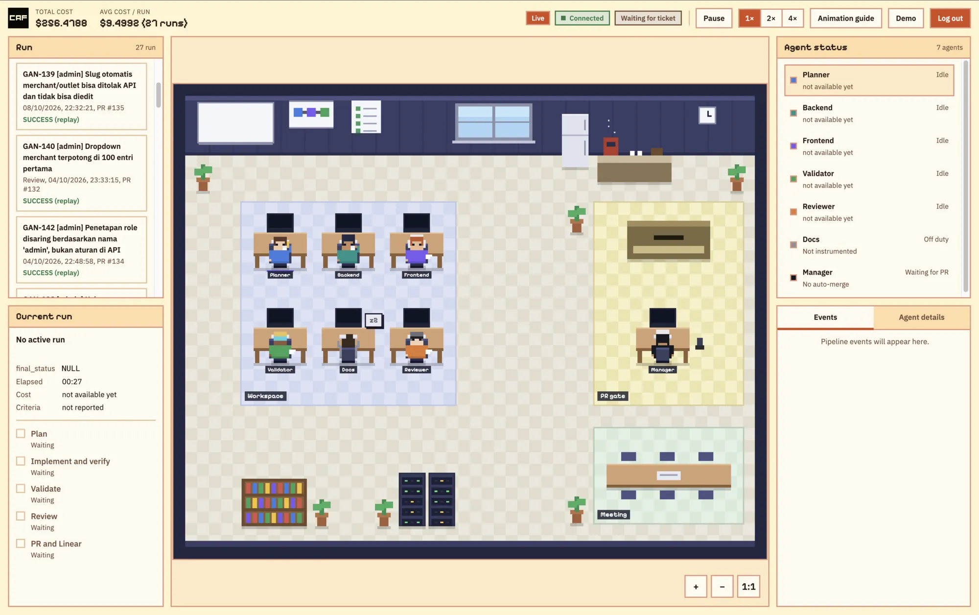 The CAF Agent Floor, an animated office of agents